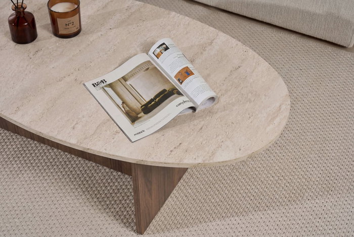 Nordure Mesa de café Orba - Travertino, Venezia Walnut